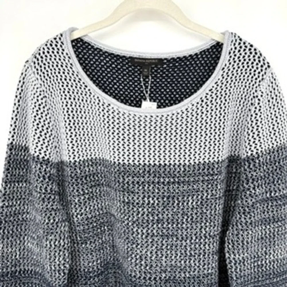 NWT Banana Republic Open Knit Ombre Cotton Pullover Sweater Blue Gray‎ Size XL